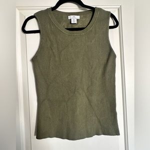 Halogen Olive Fitted Ribbed Tank